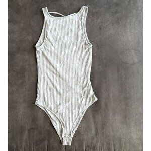Abercrombie & Fitch Striped Ribbed Bodysuit With Crisscross Back Detail Size M W